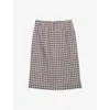 Prada Womens Light Blue Checked Stretch-silk Midi Skirt In Multi