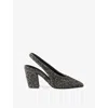 Prada White And Black Slingback Pumps In Chevron Fabric In Pink