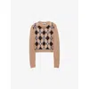 Prada Womens Brown Crewneck Jacquard-knit Cashmere Jumper In Brown