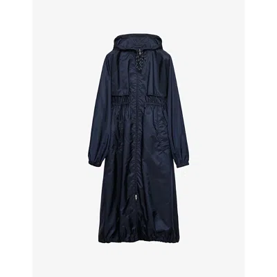 Prada Womens Blue Drawstring-hood Regular-fit Shell Coat
