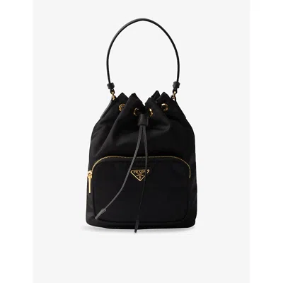 PRADA WOMENS BLACK DUET RE-NYLON BUCKET BAG