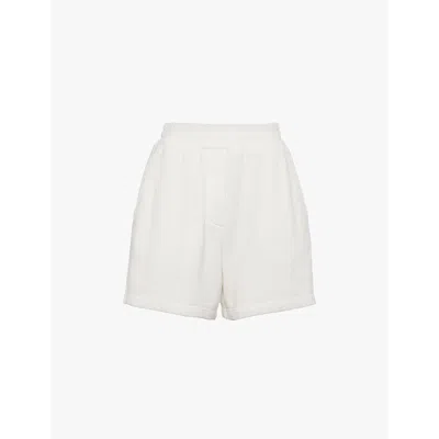PRADA WOMENS NEUTRAL ELASTICATED-WAIST COTTON-FLEECE SHORTS XS