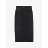 Prada Slit Denim Midi-skirt In Black