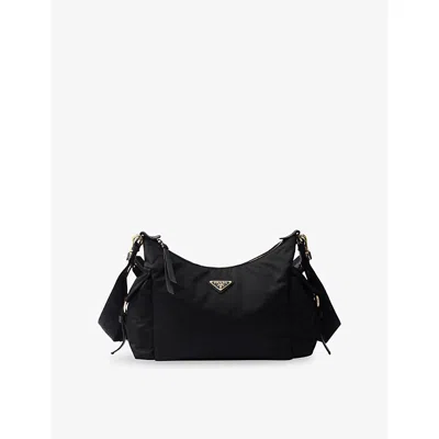 Prada Womens Black Explore Large Re-nylon And Leather Shoulder Bag