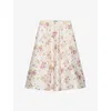 Prada Womens Pink Floral-print Quilted Satin Circle Midi Skirt In Neutral