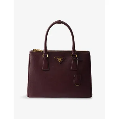 Prada Womens  Galleria Medium Saffiano-leather Tote Bag In Burgundy
