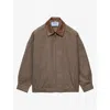 Prada Houndstooth Wool Blouson Jacket In Brown
