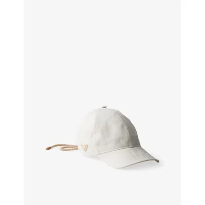 Prada Womens White Lace-up Satin And Cotton Baseball Cap