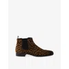 Prada Womens  Leopard-print Calf-hair Chelsea Boots In Brown