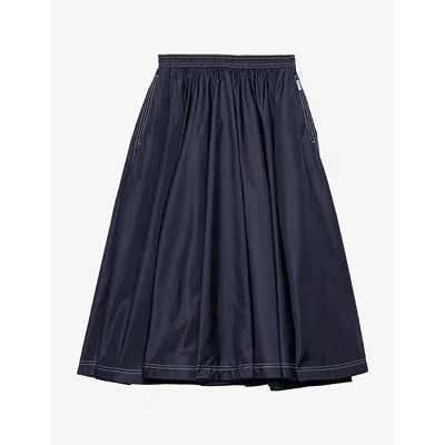 Prada Womens Blue Light Re-nylon Full Midi Skirt