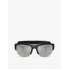 Prada Womens A01s Pillow-frame Nylon Sunglasses Black In Black