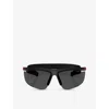 Prada Womens A02s Wrap-around Polyamide Sunglasses Black In Black
