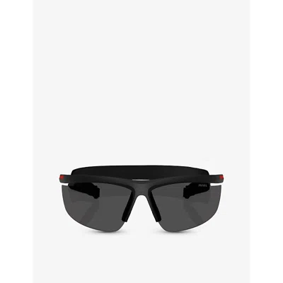 Prada Womens A02s Wrap-around Polyamide Sunglasses Black