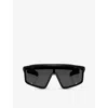 Prada Womens A03s Rectangle-shape Polyamide Sunglasses Black In Black