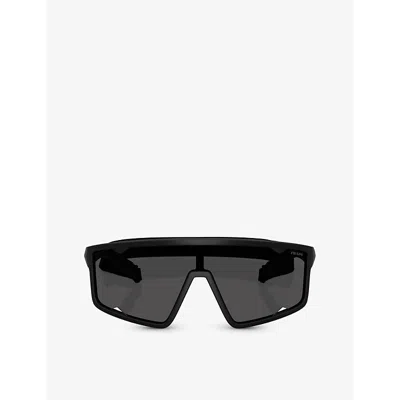 Prada Womens A03s Rectangle-shape Polyamide Sunglasses Black