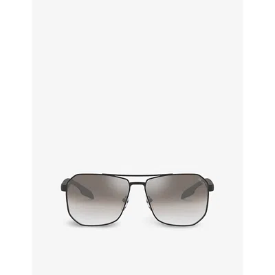Prada Womens  Linea Rossa Ps51vs Pillow-frame Steel Sunglasses In Black