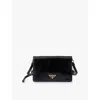 Prada Flap Soft Leather Shoulder Bag In Black