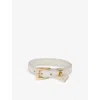 Prada Womens Neutral Logo-charm Leather Bracelet In Neutral