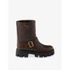 Prada Buckle-fastening Platform Boots In Brown