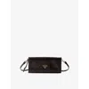 Prada Womens Brown Logo-embellished Leather Wallet In Black