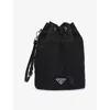 Prada Womens Black Logo-embellished Re-nylon Pouch In Black