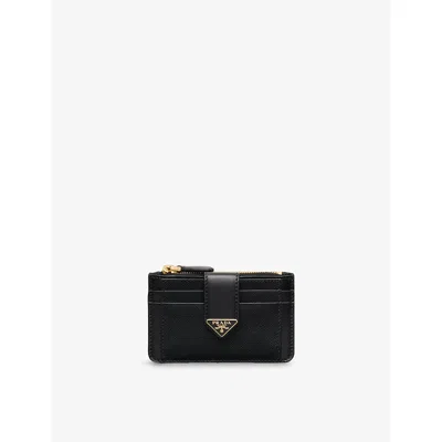 Prada Womens Black Logo-plaque Card Holder