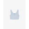 Prada Womens Light Blue Logo-plaque Cropped Slim-fit Cotton Tank Top