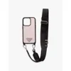 Prada Womens Pink Logo-plaque Leather Iphone 15 Cas