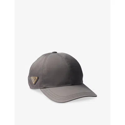 Prada Womens Grey Logo-plaque Nylon Baseball Cap In Gray