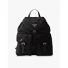 Prada Womens Black Logo-plaque Recycled-polyamide Backpack In Black