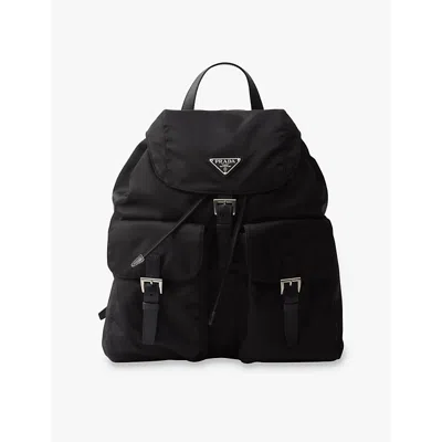 Prada Womens Black Logo-plaque Polyamide Backpack