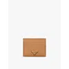 Prada Womens  Logo-plaque Saffiano Leather Card Holder In Neutral