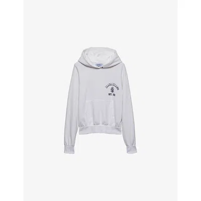 PRADA WOMENS WHITE LOGO-PRINT RELAXED-FIT COTTON HOODY