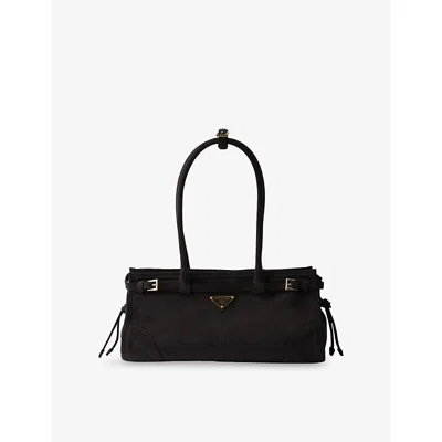 Prada Womens Grey Medium Suede Handbag In Gray