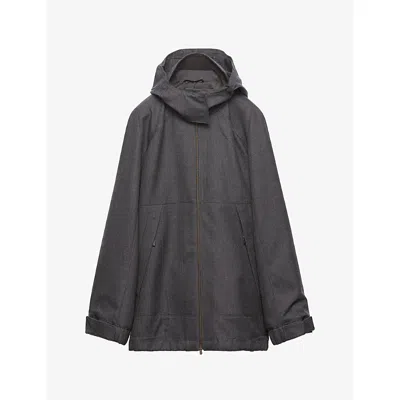Prada Womens  Mélange Hopsack Wool Jacket In Grey