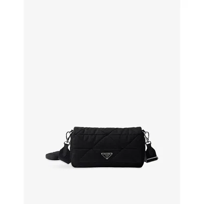 Prada Womens Black Padded Re-nylon Shoulder Bag
