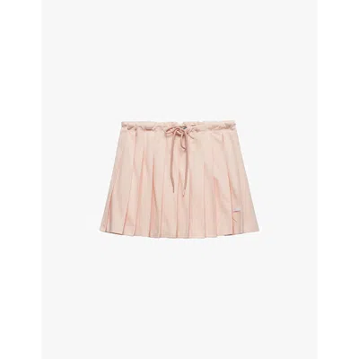 PRADA WOMENS PRADA PLEATED DRAWSTRING-WAIST COTTON MINI SKIRT