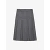 Prada Womens Grey Pleated Flannel Wool Midi Skirt In Gray