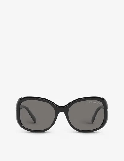Prada Logo-arm Detail Sunglasses In Black