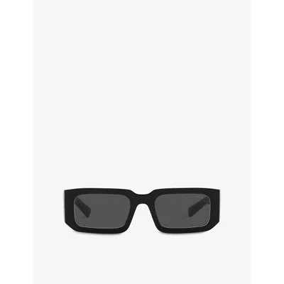 Prada Womens Pr 06ys Rectangle-frame Acetate Sunglasses Black