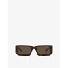 Prada Womens Brown Pr 06ys Rectangle-frame Acetate Sunglasses In Brown