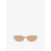 Prada Womens Pr 14ys Rectangular-frame Acetate Sunglasses Brown In Brown