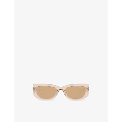 Prada Womens Pr 14ys Rectangular-frame Acetate Sunglasses Brown