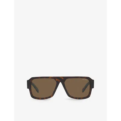 Prada Womens Pr 22ys Pilot-frame Acetate Sunglasses Brown