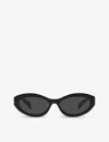 Prada Womens  Pr 26zs Irregular-frame Branded-arm Acetate Sunglasses In Black