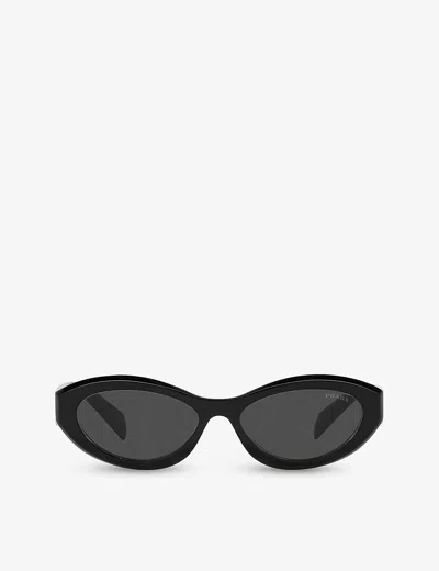 Prada Womens  Pr 26zs Irregular-frame Branded-arm Acetate Sunglasses In Black