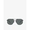 Prada Womens Pr 59ys Slim-temple Metal Sunglasses Black In Black