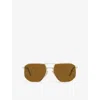 Prada Womens Pr 59ys Square-frame Metal Sunglasses Gold In Gold