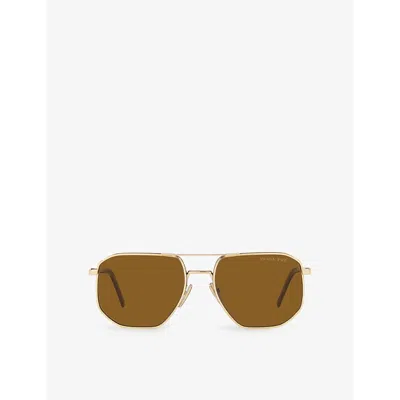 Prada Womens Pr 59ys Square-frame Metal Sunglasses Gold