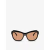 Prada Womens Black Pr A27s Butterfly-frame Acetate Sunglasses